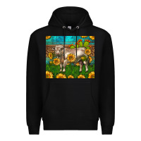 Black Western Charolais Bull With Sunflowers Premium Hoodie - LillyAllenDesigns