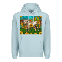 Blue Mist Western Charolais Bull With Sunflowers Premium Hoodie - LillyAllenDesigns