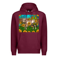 Burgundy Western Charolais Bull With Sunflowers Premium Hoodie - LillyAllenDesigns