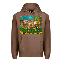 Chestnut Western Charolais Bull With Sunflowers Premium Hoodie - LillyAllenDesigns