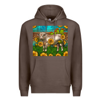 Coffee Western Charolais Bull With Sunflowers Premium Hoodie - LillyAllenDesigns
