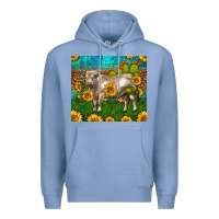 Colony Blue Western Charolais Bull With Sunflowers Premium Hoodie - LillyAllenDesigns