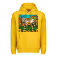 Lemon Western Charolais Bull With Sunflowers Premium Hoodie - LillyAllenDesigns