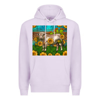 Western Charolais Bull With Sunflowers Premium Hoodie | Teevron