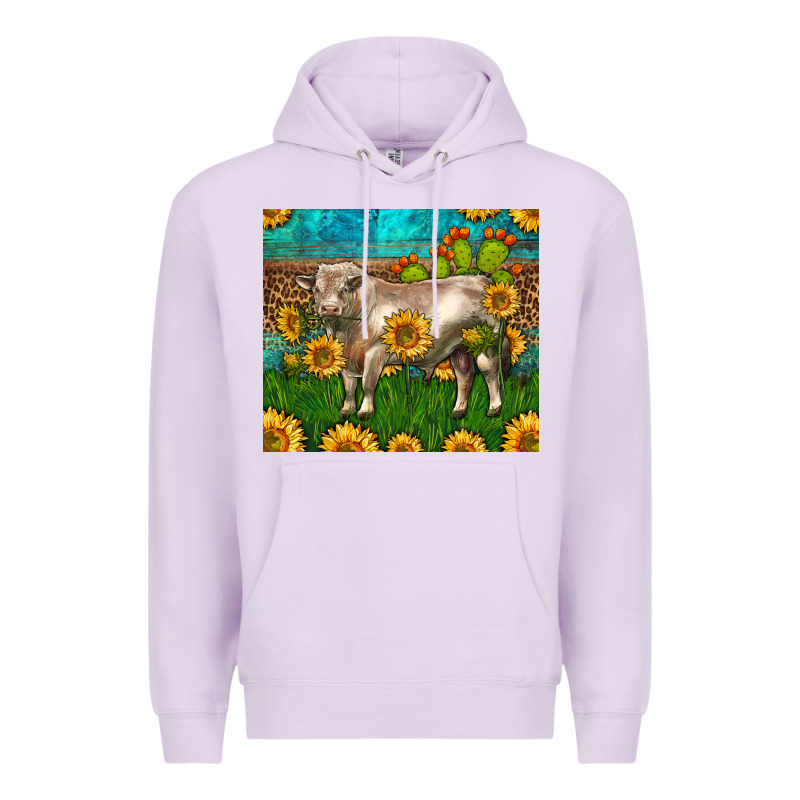 Western Charolais Bull With Sunflowers Premium Hoodie by LillyAllenDesigns | Teevron