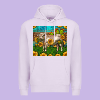 Western Charolais Bull With Sunflowers Premium Hoodie Designed By Lillyallendesigns