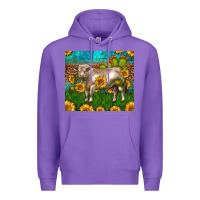 Purple Western Charolais Bull With Sunflowers Premium Hoodie - LillyAllenDesigns