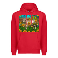 Red Western Charolais Bull With Sunflowers Premium Hoodie - LillyAllenDesigns
