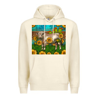 Sandshell Western Charolais Bull With Sunflowers Premium Hoodie - LillyAllenDesigns