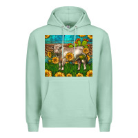 Seafoam Western Charolais Bull With Sunflowers Premium Hoodie - LillyAllenDesigns