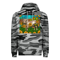 Slate Camo Western Charolais Bull With Sunflowers Premium Hoodie - LillyAllenDesigns