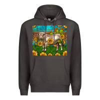 Smoke Western Charolais Bull With Sunflowers Premium Hoodie - LillyAllenDesigns