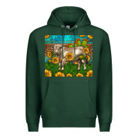 Sports Green Western Charolais Bull With Sunflowers Premium Hoodie - LillyAllenDesigns