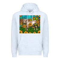 White Western Charolais Bull With Sunflowers Premium Hoodie - LillyAllenDesigns