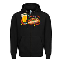 Black hot dog and beer with stars and usa flags Zipper Hoodie - AdoDesignShop