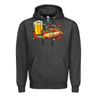 Charcoal Heather hot dog and beer with stars and usa flags Zipper Hoodie - AdoDesignShop