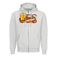 Dove Grey hot dog and beer with stars and usa flags Zipper Hoodie - AdoDesignShop