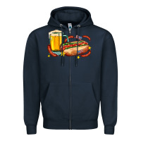 Navy hot dog and beer with stars and usa flags Zipper Hoodie - AdoDesignShop