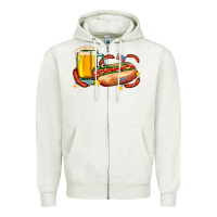 Oatmeal Heather hot dog and beer with stars and usa flags Zipper Hoodie - AdoDesignShop