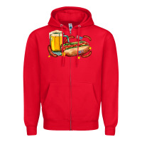 Hot Dog And Beer With Stars And Usa Flags Zipper Hoodie | Teevron