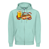 Seafoam hot dog and beer with stars and usa flags Zipper Hoodie - AdoDesignShop