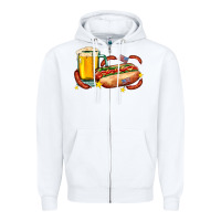 White hot dog and beer with stars and usa flags Zipper Hoodie - AdoDesignShop