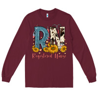 Burgundy rn registered nurse Long Sleeve Tee - FaDigitalArtStudio