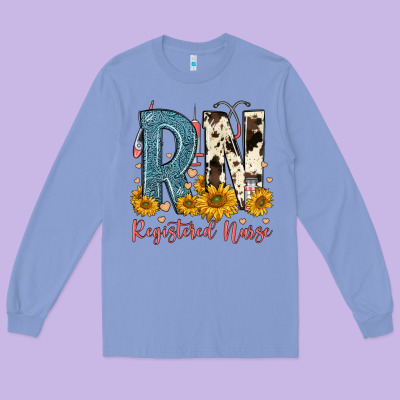 Rn Registered Nurse Long Sleeve Tee Designed By Fadigitalartstudio