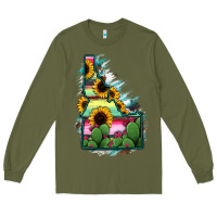 Army Green Idaho Map Sunflower Cactus Serape Long Sleeve Tee - RanaPortraitStore