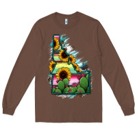 Chestnut Idaho Map Sunflower Cactus Serape Long Sleeve Tee - RanaPortraitStore
