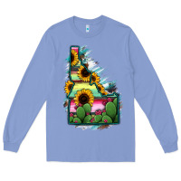 Colony Blue Idaho Map Sunflower Cactus Serape Long Sleeve Tee - RanaPortraitStore