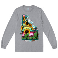 Heather Grey Idaho Map Sunflower Cactus Serape Long Sleeve Tee - RanaPortraitStore