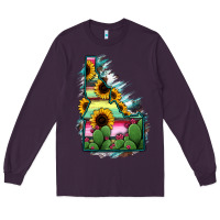 Plum Idaho Map Sunflower Cactus Serape Long Sleeve Tee - RanaPortraitStore
