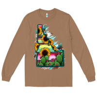 Toasted Coconut Idaho Map Sunflower Cactus Serape Long Sleeve Tee - RanaPortraitStore