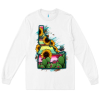 White Idaho Map Sunflower Cactus Serape Long Sleeve Tee - RanaPortraitStore