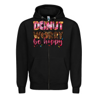 Black donut worry be happy Zipper Hoodie - AdoDesignShop