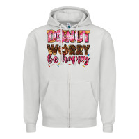 Dove Grey donut worry be happy Zipper Hoodie - AdoDesignShop