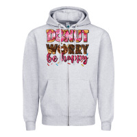Heather Grey donut worry be happy Zipper Hoodie - AdoDesignShop