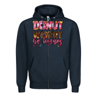 Navy donut worry be happy Zipper Hoodie - AdoDesignShop