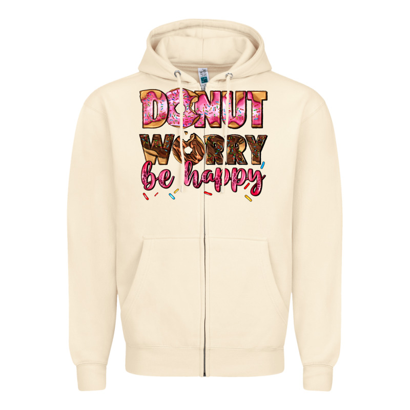 Donut Worry Be Happy Zipper Hoodie by AdoDesignShop | Teevron