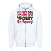 White donut worry be happy Zipper Hoodie - AdoDesignShop
