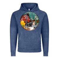 Vintage Denim Christmas On The Farm Vintage Hoodie - FaDigitalArtStudio