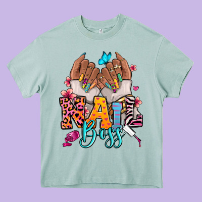 Afro Woman Nail Boss Heavy Core Tee Designed By Ranaportraitstore