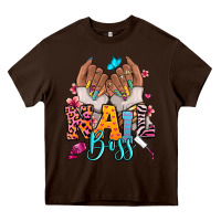 Chocolate Brown Afro woman nail boss Heavy Core Tee - RanaPortraitStore