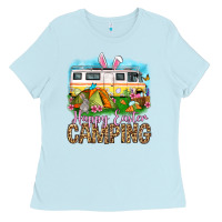 Baby Blue Happy Easter camping Ladies Tee - OliviaCreatesArt