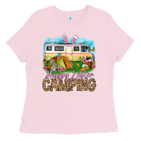 Bubblegum Pink Happy Easter camping Ladies Tee - OliviaCreatesArt