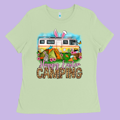 Happy Easter Camping Ladies Tee Designed By Oliviacreatesart