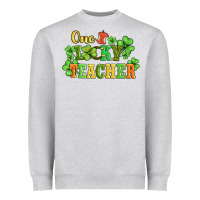 Heather Grey one lucky teacher Heavyweight Sweatshirt - AdoDesignShop