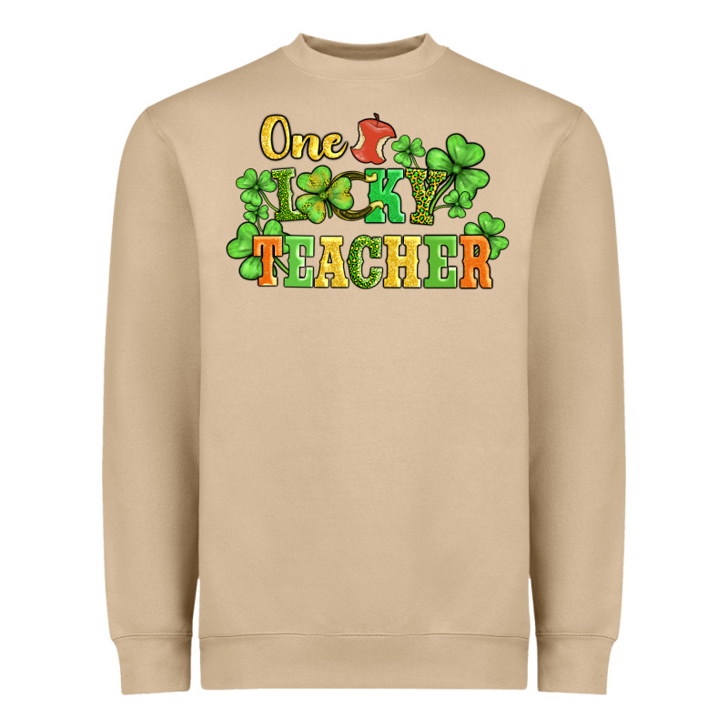 One Lucky Teacher Heavyweight Sweatshirt by AdoDesignShop | Teevron