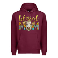 Burgundy Western Blessed Mom Charolais Bull Premium Hoodie - LillyAllenDesigns